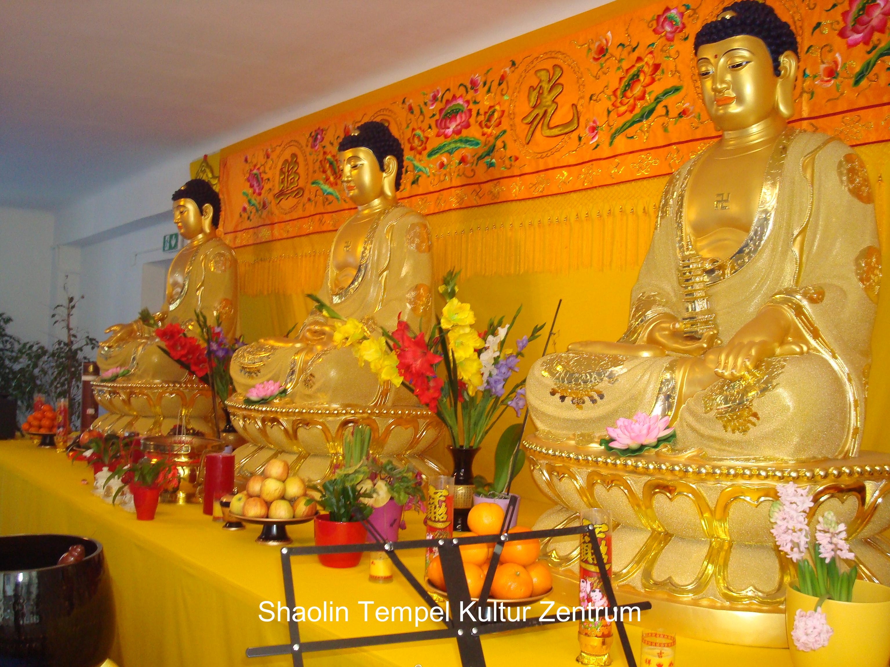 Buddhas in der Tempelhalle